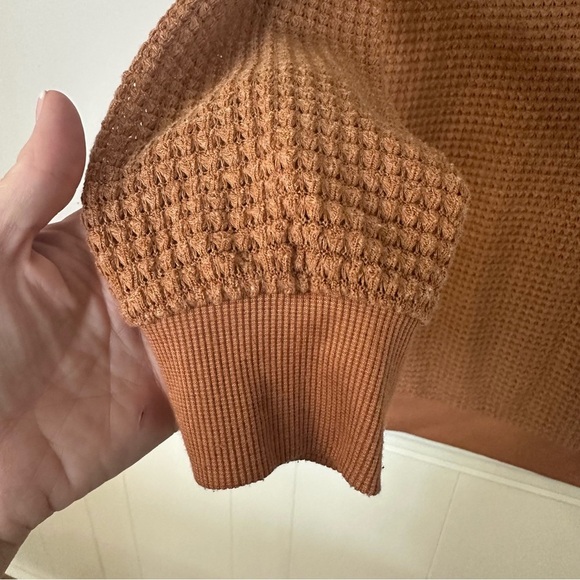 Adreamly Women’s Long Sleeve Deep V-Neck Waffle Knit Burnt Orange Top Sz XL GUC - Picture 5 of 8